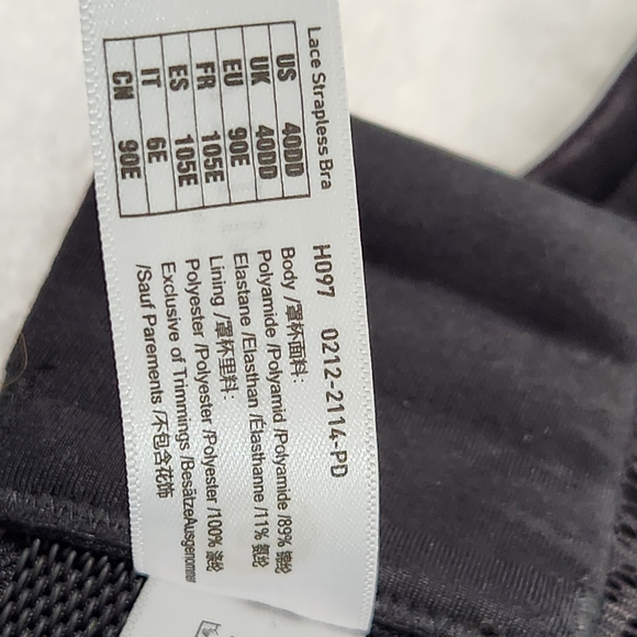 DELMIRA STRAPLES BLACK BRA 40DD NWOT - Picture 6 of 11